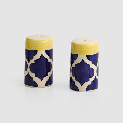 'Shakers’ Patterns' Handpainted Salt & Pepper Shaker Set In Ceramic
