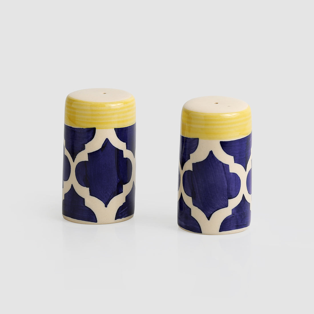 'Shakers’ Patterns' Handpainted Salt & Pepper Shaker Set In Ceramic