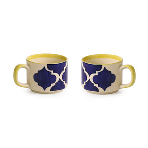 'Sea-Tea' Handpainted Tea Cups & Kettle Set With Tray In Ceramic