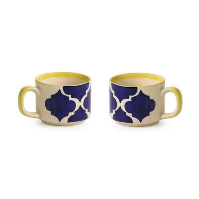 'Sea-Tea' Handpainted Tea Cups & Kettle Set With Tray In Ceramic