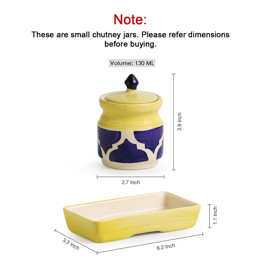 'Pickled-Coupled' Handpainted Ceramic Pickle & Chutney Jars (Set Of 2)