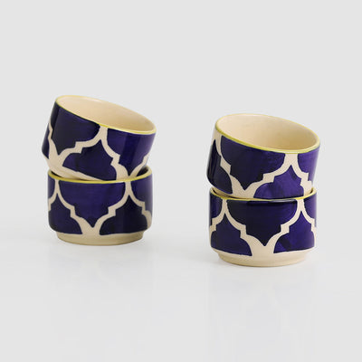 'Four dips of Morocco' Handpainted Chutney & Pickle Bowls In Ceramic (Set Of 4)