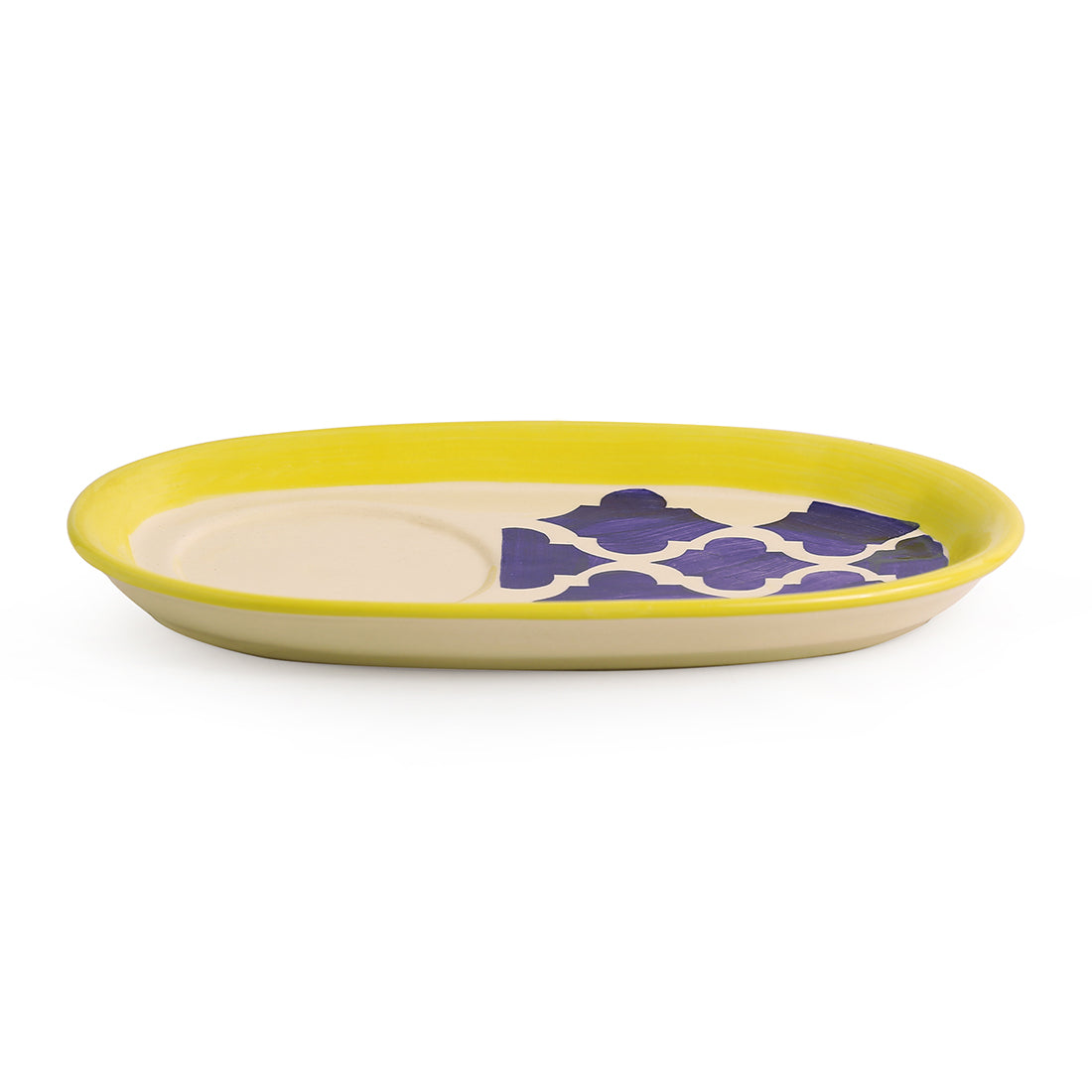 Blue - 'Soup with a view' Handpainted Soup Bowl With Spoon and Tray In Ceramic