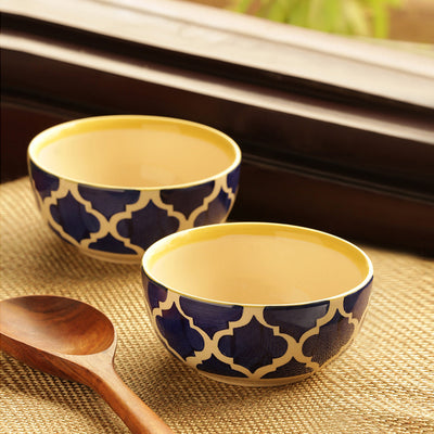 Blue - 'Two Mediterranean Bowls' Handpainted Serving Bowls In Ceramic (Set Of 2)
