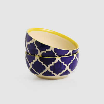 Blue - 'Two Mediterranean Bowls' Handpainted Serving Bowls In Ceramic (Set Of 2)