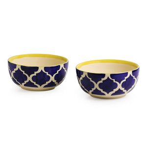 Blue - 'Two Mediterranean Bowls' Handpainted Serving Bowls In Ceramic (Set Of 2)