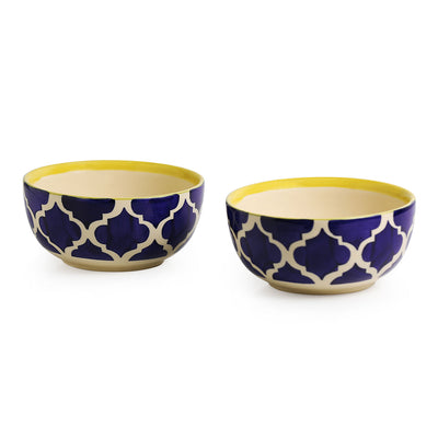 Blue - 'Two Mediterranean Bowls' Handpainted Serving Bowls In Ceramic (Set Of 2)