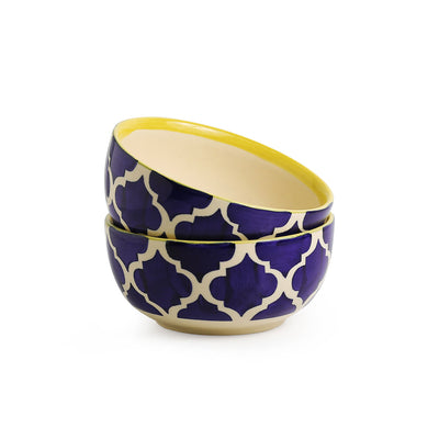 Blue - 'Two Mediterranean Bowls' Handpainted Serving Bowls In Ceramic (Set Of 2)
