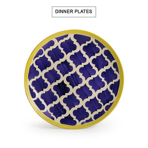 Blue - 'Moroccan Platter Pack' Handpainted Plate With Serving Bowl Set Of 2 In Ceramic