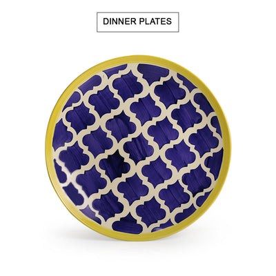 Blue - 'Moroccan Platter Pack' Handpainted Plate With Serving Bowl Set Of 2 In Ceramic