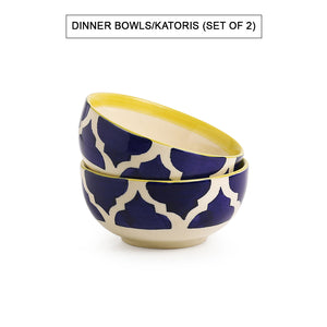 Blue - 'Moroccan Platter Pack' Handpainted Plate With Serving Bowl Set Of 2 In Ceramic