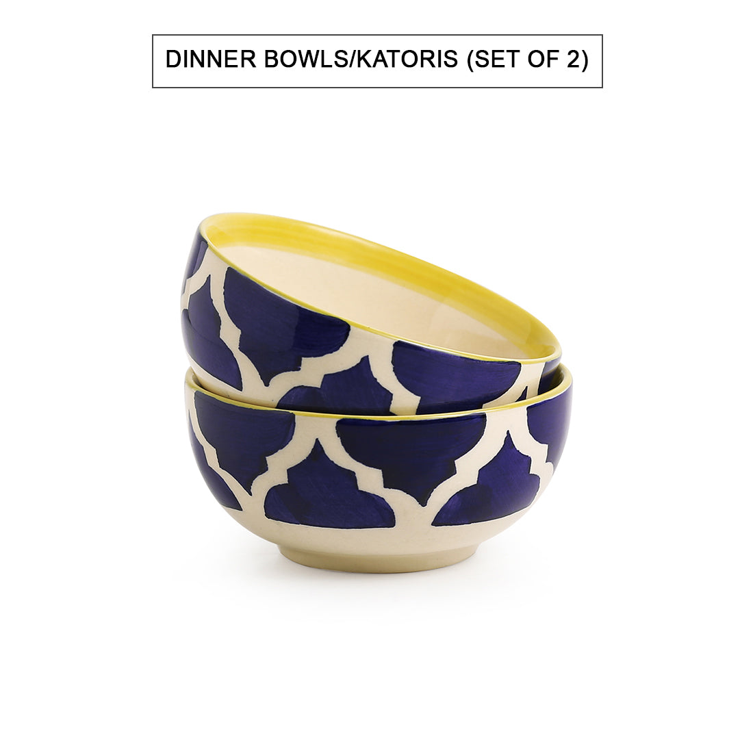 Blue - 'Moroccan Platter Pack' Handpainted Plate With Serving Bowl Set Of 2 In Ceramic