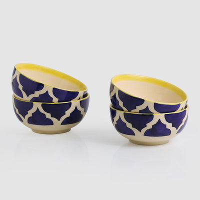 Blue - 'Four Mediterranean Bowls' Handpainted Serving Bowls In Ceramic (Set Of 4)