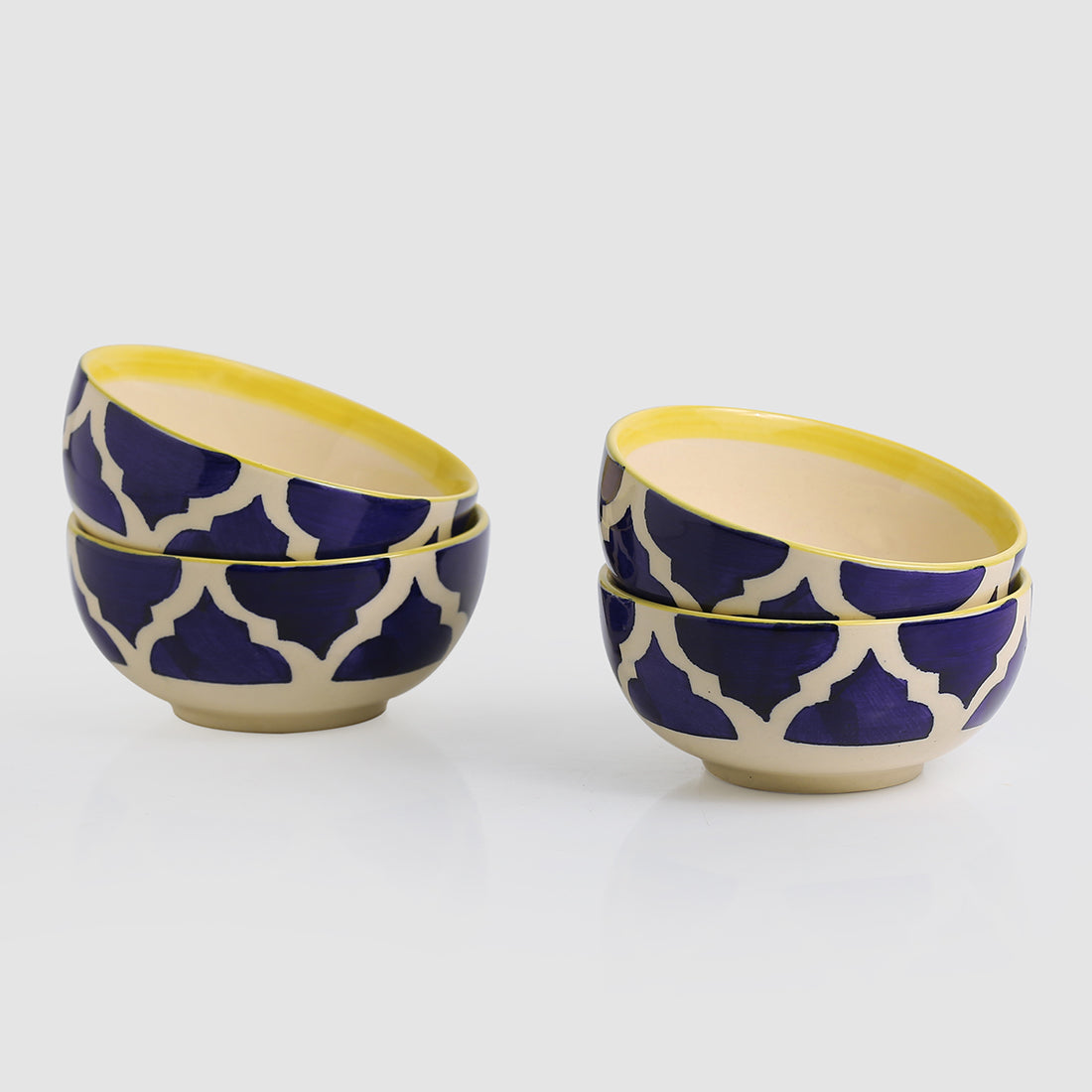 Blue - 'Four Mediterranean Bowls' Handpainted Serving Bowls In Ceramic (Set Of 4)