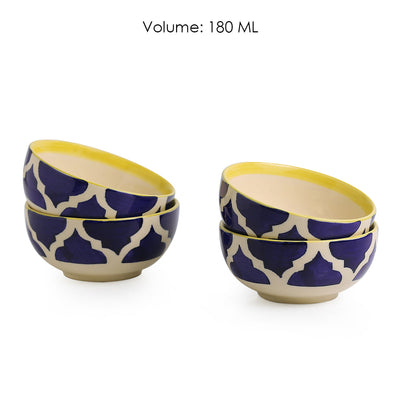 Blue - 'Four Mediterranean Bowls' Handpainted Serving Bowls In Ceramic (Set Of 4)