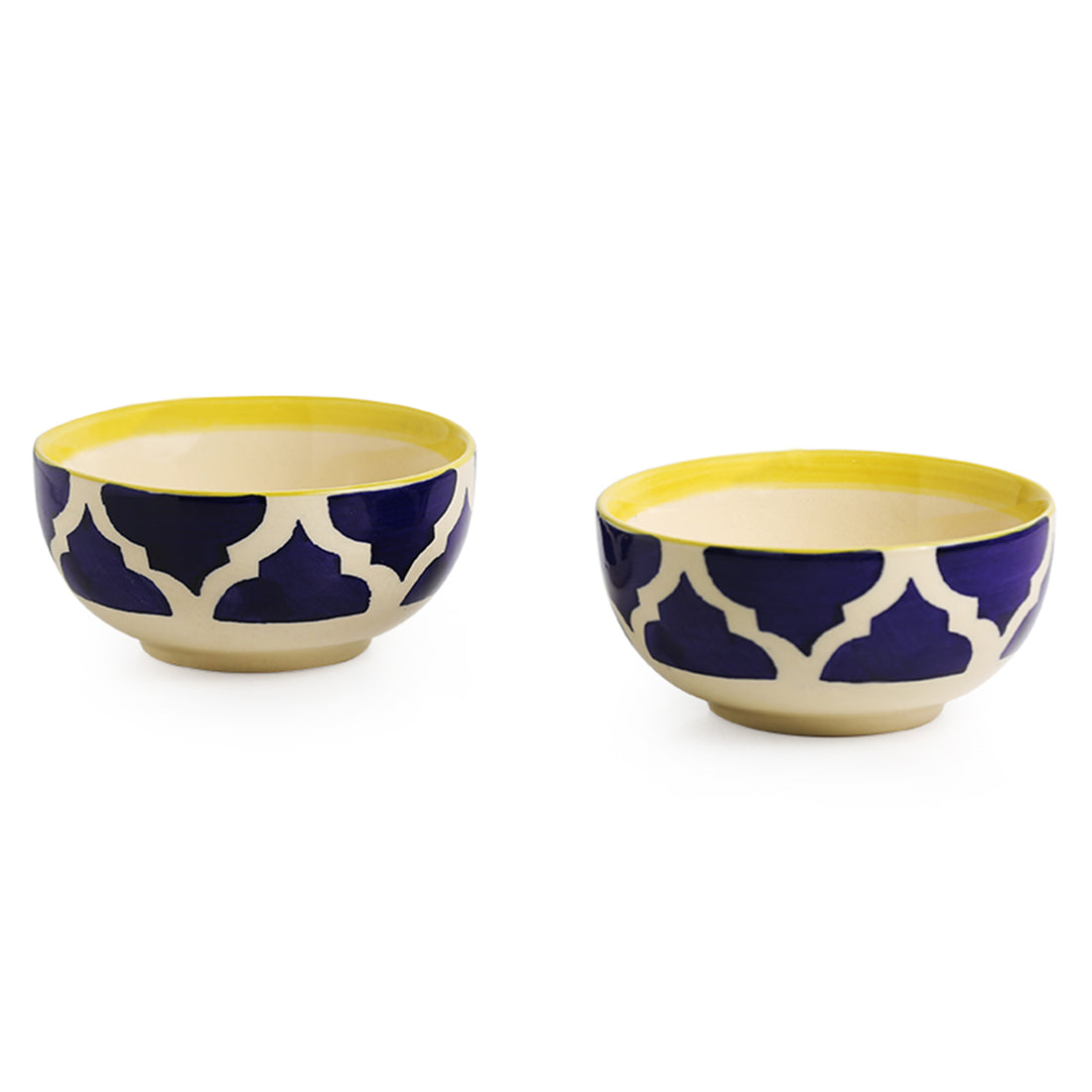 Blue - 'Four Mediterranean Bowls' Handpainted Serving Bowls In Ceramic (Set Of 4)