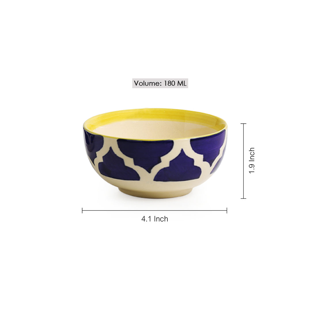 Blue - 'Four Mediterranean Bowls' Handpainted Serving Bowls In Ceramic (Set Of 4)