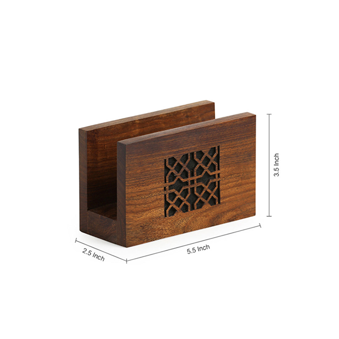 Brown - 'The Napkin Jaali' Hand Carved Napkin Holder In Sheesham Wood
