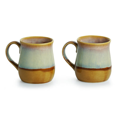 'The Milky-Way Canvas' Tea-Coffee & Milk Mugs Dual-Glazed Studio Pottery In Ceramic (Set Of 2)