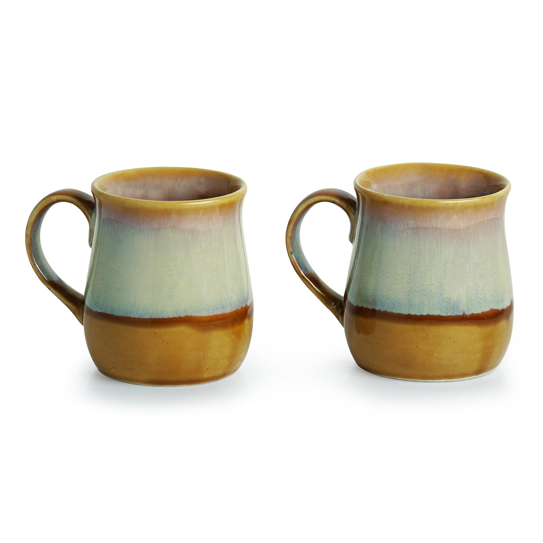 'The Milky-Way Canvas' Tea-Coffee & Milk Mugs Dual-Glazed Studio Pottery In Ceramic (Set Of 2)