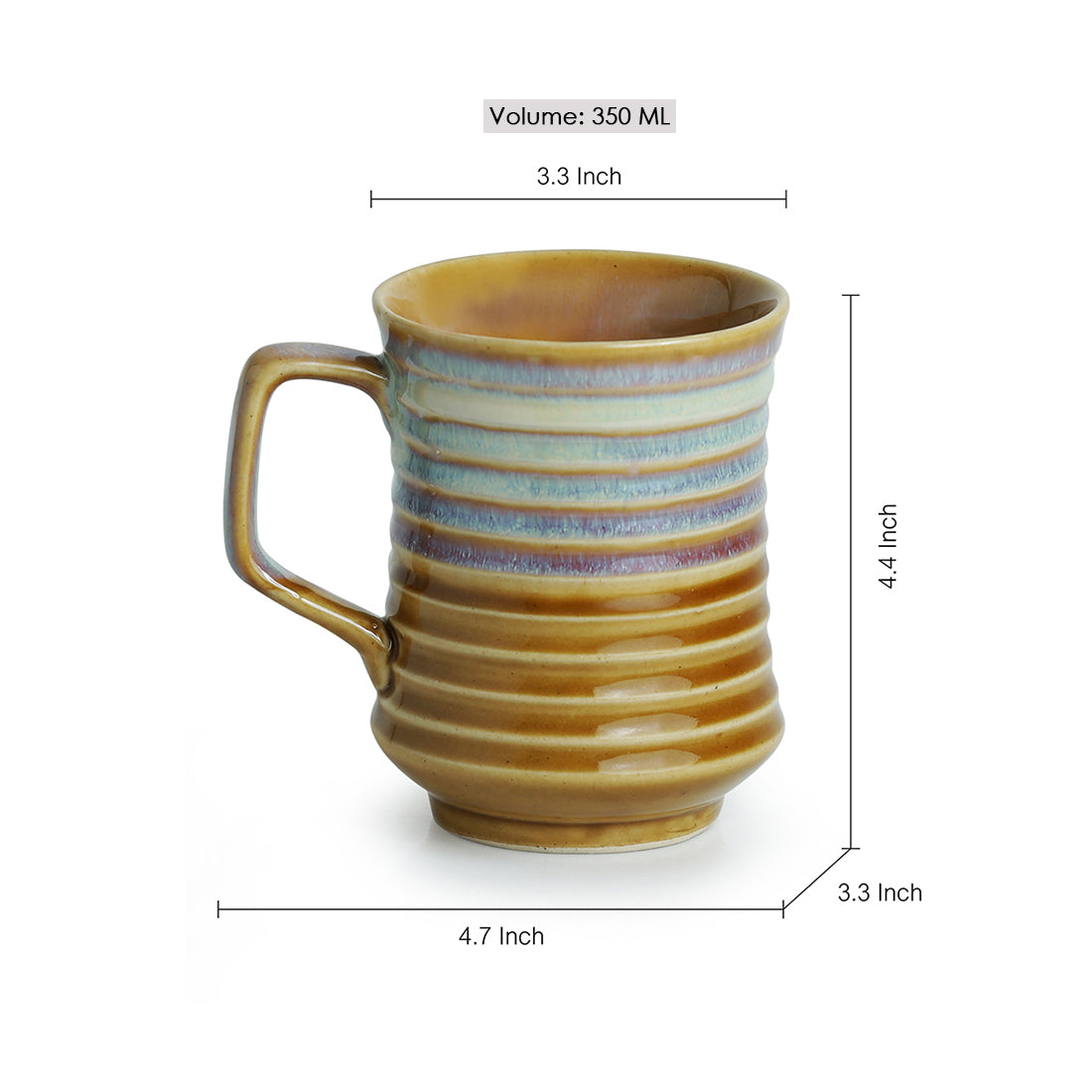 'Rings in the sky' Tea-Coffee & Milk Mugs Dual-Glazed Studio Pottery In Ceramic (Set Of 2)