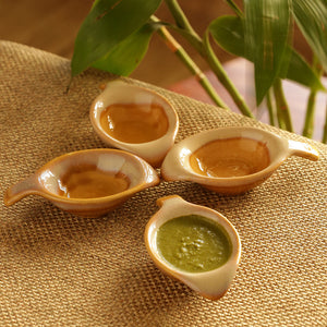 'Four Dips of Starlight' Chutney Dip Bowls Dual Glazed Studio Pottery In Ceramic (Set Of 4)
