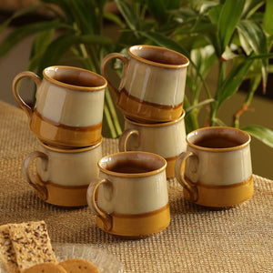 'Silver Gold Dusk' Tea & Coffee Cups Dual-Glazed Studio Pottery In Ceramic (Set Of 6)