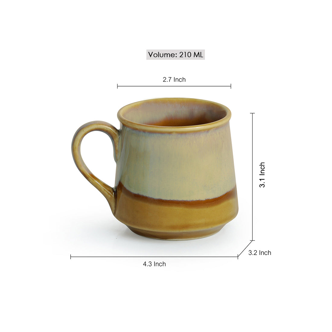 'Silver Gold Dusk' Tea & Coffee Cups Dual-Glazed Studio Pottery In Ceramic (Set Of 6)