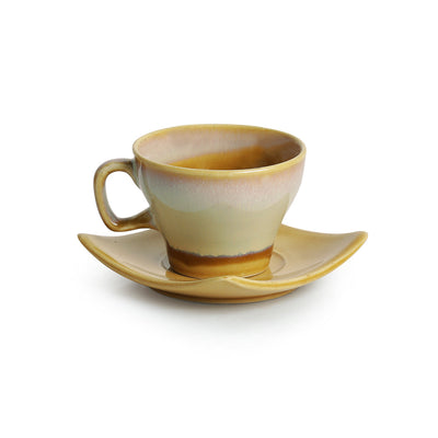 'A Universe in Chai' Tea Cups & Saucers Set Dual Glazed Studio Pottery In Ceramic (Set Of 6)