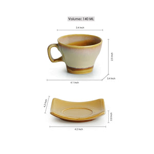 'A Universe in Chai' Tea Cups & Saucers Set Dual Glazed Studio Pottery In Ceramic (Set Of 6)