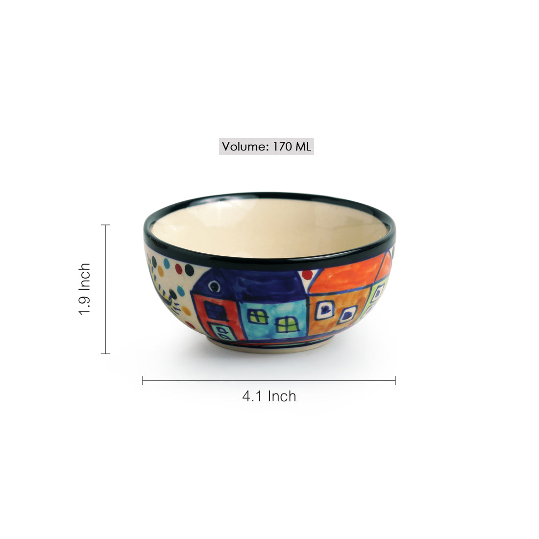 'The Serving Hut Goblets'  Handpainted Serving Bowls In Ceramic (Set Of 6)