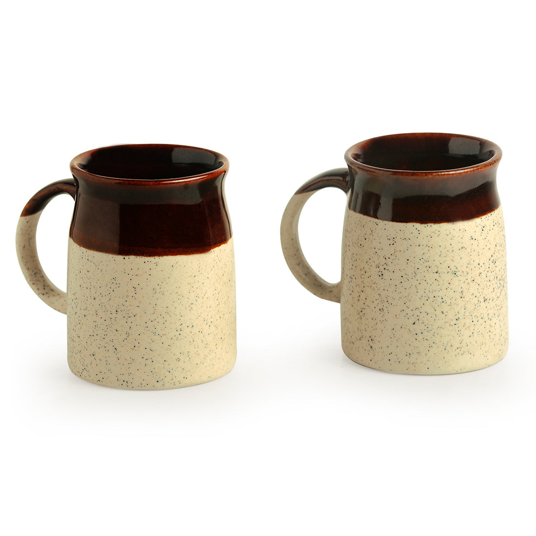 Beige - 'Cocoa Rims' Studio Pottery Tea & Coffee Mugs In Ceramic (Set Of 2)