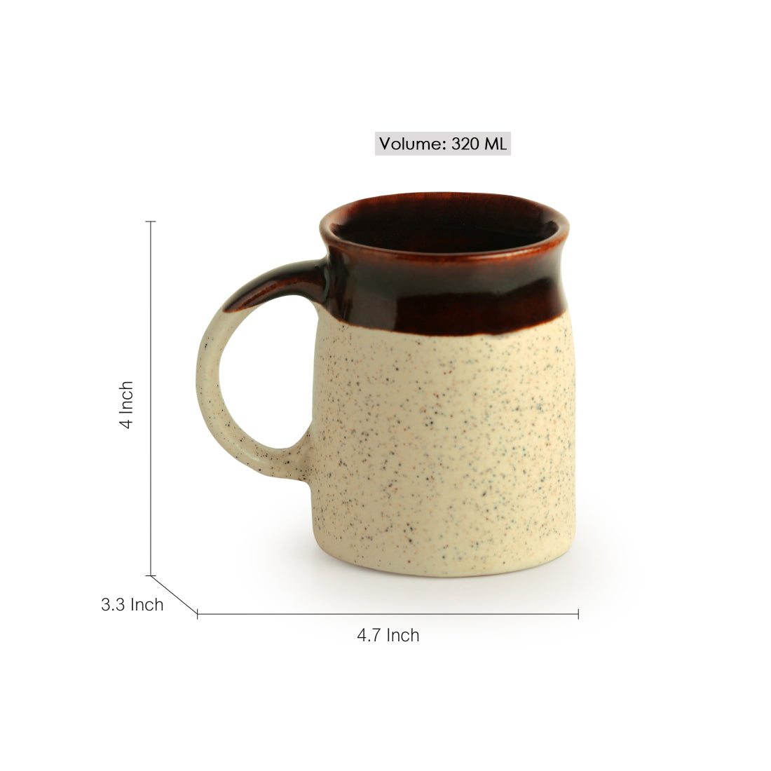 Beige - 'Cocoa Rims' Studio Pottery Tea & Coffee Mugs In Ceramic (Set Of 2)