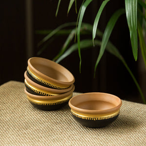 'Terra-Serves' Handpainted Serving Bowls In Earthen Terracotta (Set Of 4)