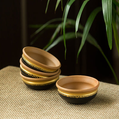 'Terra-Serves' Handpainted Serving Bowls In Earthen Terracotta (Set Of 4)