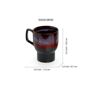 'Crimson Caldera' Hand Glazed Studio Pottery Ceramic Coffee & Tea Mugs (Set Of 2)