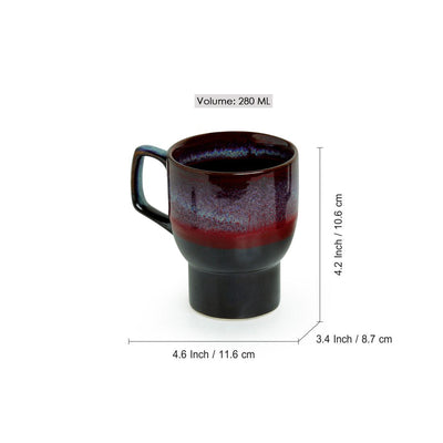 'Crimson Caldera' Hand Glazed Studio Pottery Ceramic Coffee & Tea Mugs (Set Of 2)