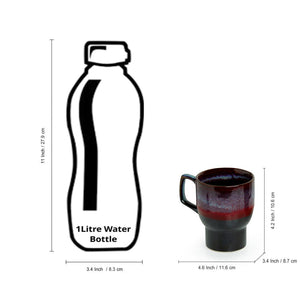 'Crimson Caldera' Hand Glazed Studio Pottery Ceramic Coffee & Tea Mugs (Set Of 2)