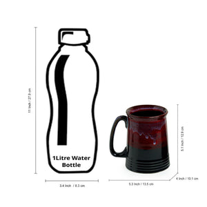 'Crimson Inquisitiveness' Hand Glazed Studio Pottery Ceramic Beer & Milk Mugs (Set Of 2)