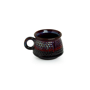 'Dimples of Crimson' Hand Galzed Studio Pottery Ceramic Tea & Coffee Cups (Set Of 6)