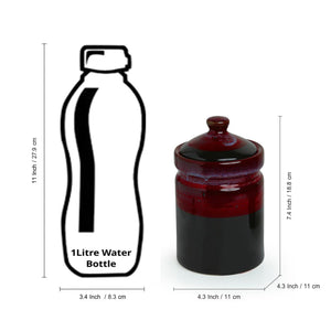 'Magma Echoing' Hand Glazed Studio Pottery Ceramic Multi-Utility Storage Jars & Containers (940 ML)