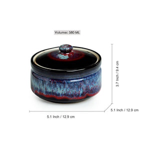 'Crimson Sky' Hand Glazed Studio Pottery Ceramic Serving Handis With Lids (Set Of 2)