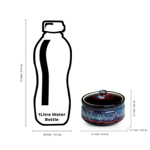 'Crimson Sky' Hand Glazed Studio Pottery Ceramic Serving Handis With Lids (Set Of 2)