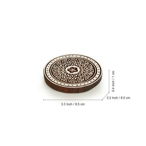 'Magnificent Mandala' Hand-Carved Blocks & Tea Coasters In Sheesham Wood (Set of 4)