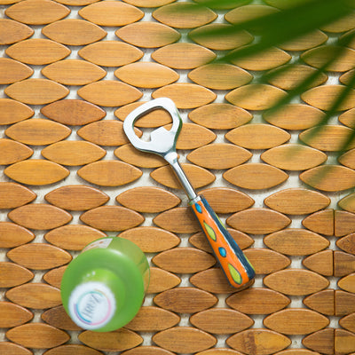 'The Mughal Aakar' Handpainted Bottle Opener In Stainless Steel & Ceramic