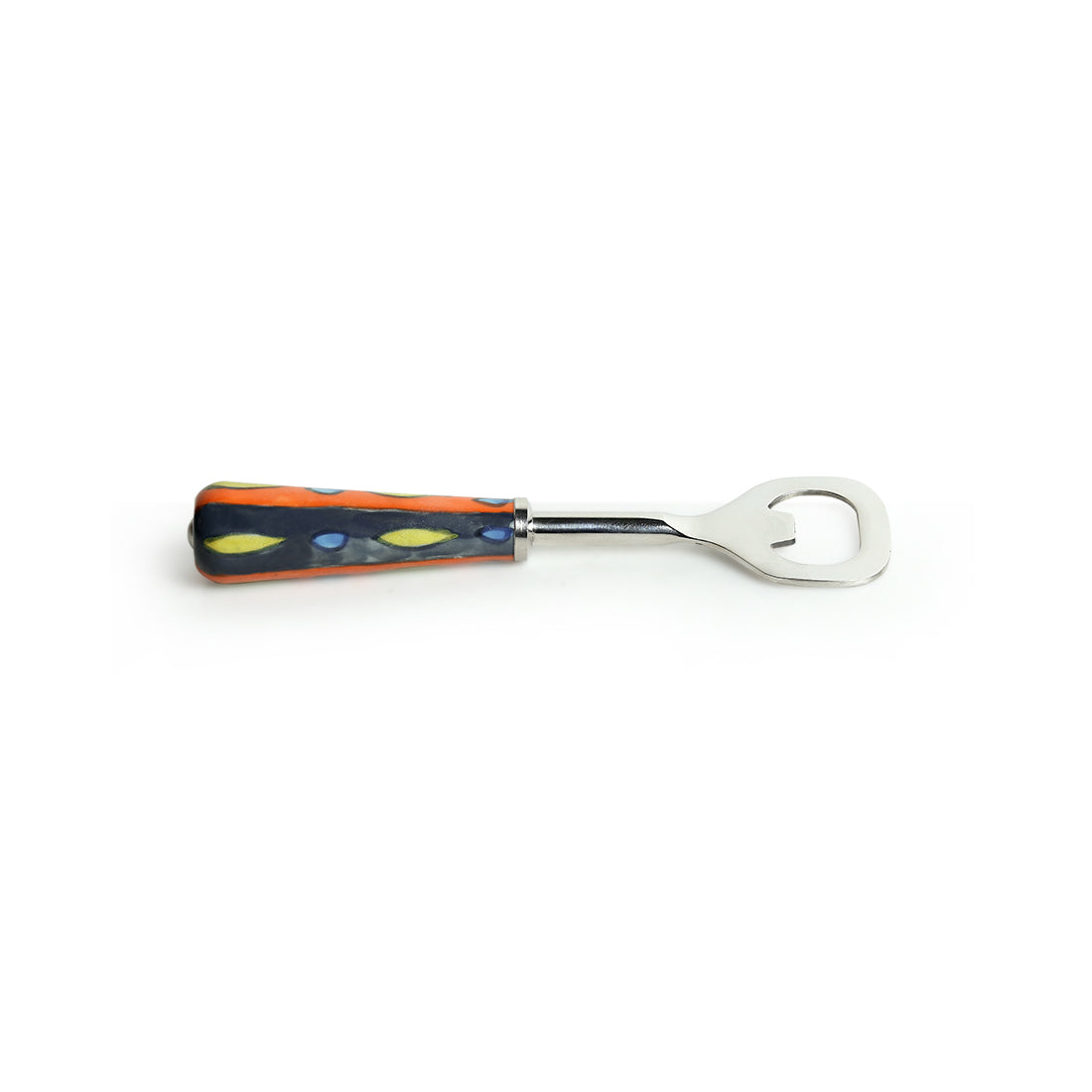 'The Mughal Aakar' Handpainted Bottle Opener In Stainless Steel & Ceramic