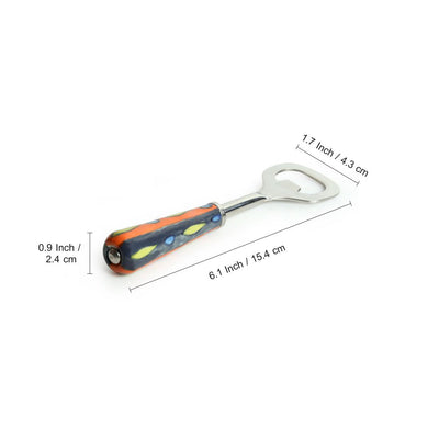 'The Mughal Aakar' Handpainted Bottle Opener In Stainless Steel & Ceramic