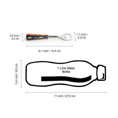 'The Mughal Aakar' Handpainted Bottle Opener In Stainless Steel & Ceramic