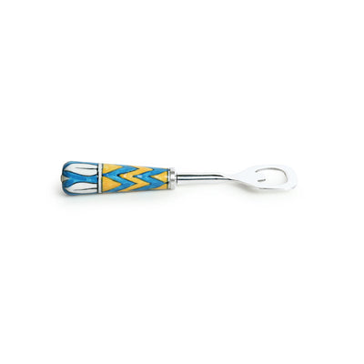 'The Mughal Paich Daar' Handpainted Bottle Opener In Stainless Steel & Ceramic
