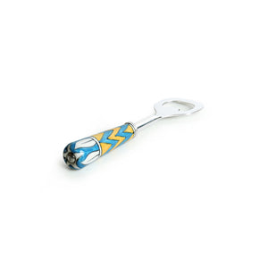'The Mughal Paich Daar' Handpainted Bottle Opener In Stainless Steel & Ceramic
